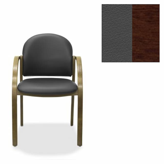 Офисный стул Юнитекс Джуно экокожа премиум темно-серая CN1118/дерево-орех гамильтон