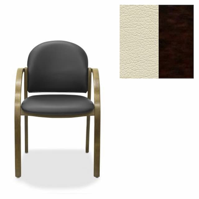 Офисный стул Юнитекс Джуно экокожа премиум светло-бежевая CN1112/дерево-венге