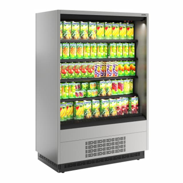 Витрина холодильная Carboma FC20-07 VM 1,3-2 0300 боковина металлическая (9006-9005) Cube 2 открытая