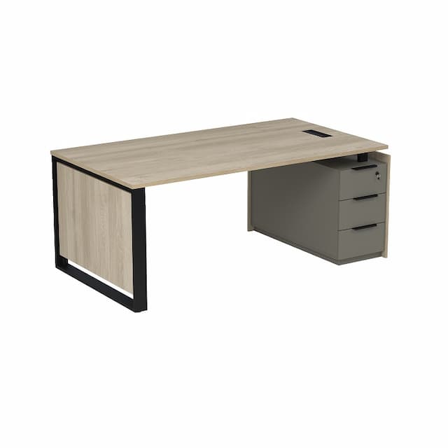 Стол рабочий с лючком на опорной угловой тумбе Алсав MAGNETIC 15СОЛУ.1810 (1860х1030х750) okwood/terra