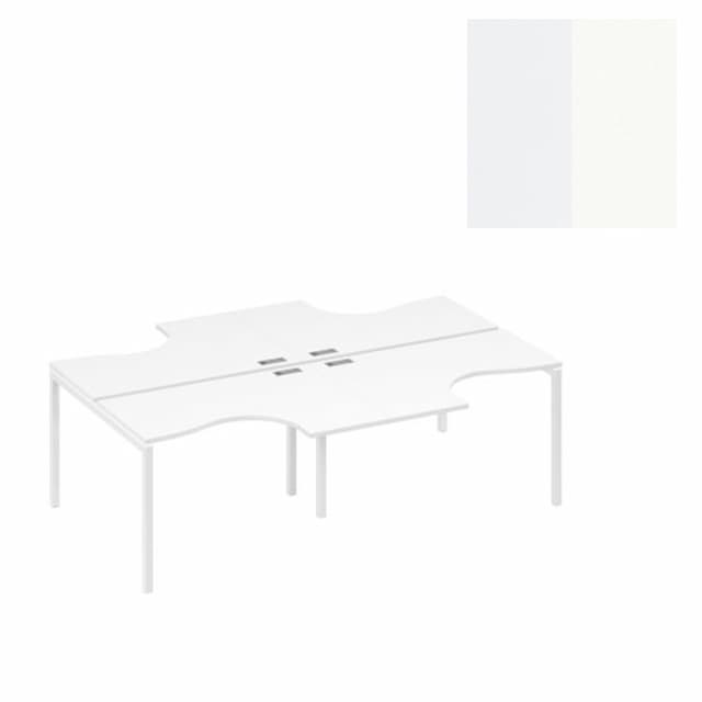 Рабочая станция каркас Юнитекс А4 DUE (4х120) столы эргономичные Классика А4 Б2 180-2 БП (240x184x75) белый премиум/металлокаркас белый