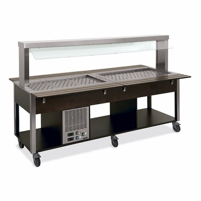 Стол Шведский комбинированный (защитное стекло статичное) MetalCarrelli 6920.4F2-RAL (цвет по RAL)