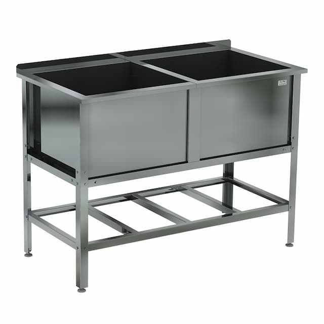 Ванна моечная двухсекционная сварная с бортом КОБОР ВМСБ/2-154/80/430